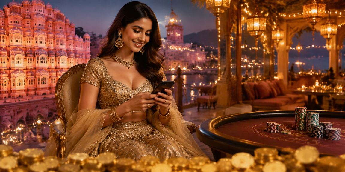 Exciting promotions banner with vivid Jaipur landmark and mobile gaming theme